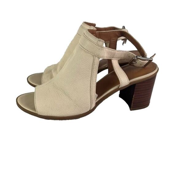 Franco Sarto Sandals Women Size 6.5 M Cream Leather Harlet Peep Toe Slingback - Picture 1 of 13